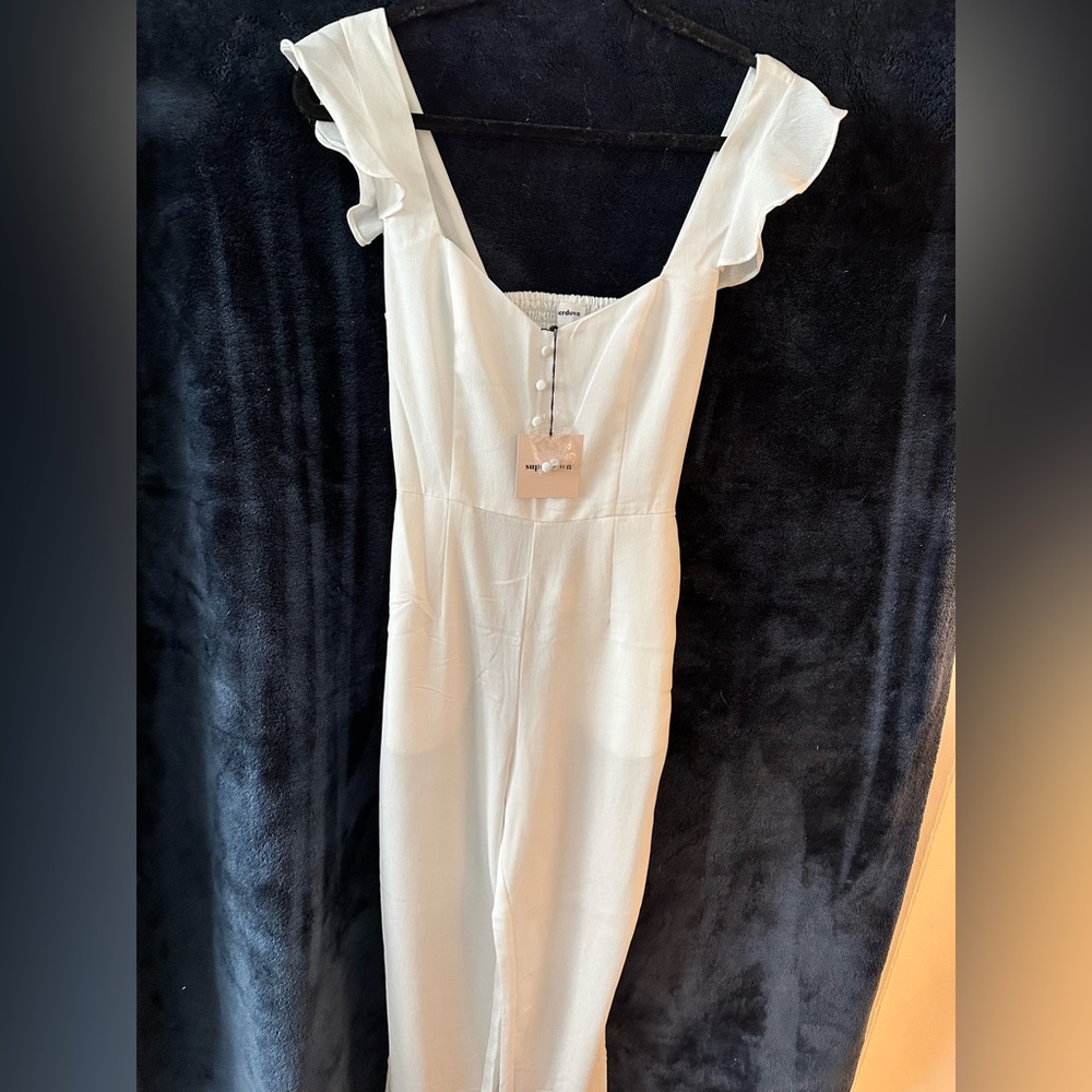 Superdown White Ruffle Strap Jumpsuit | NWT | Size S